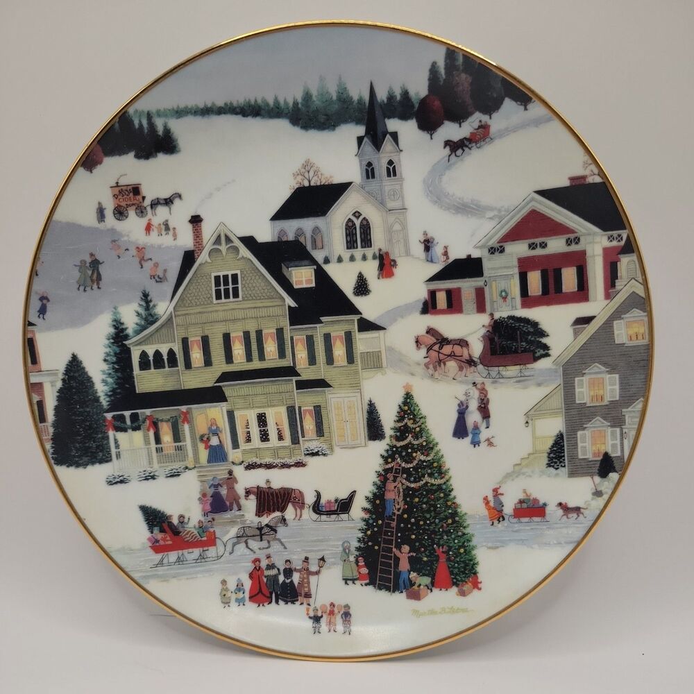 1992 Christmas On Main Street by Martha B. Leone Artaffects Collectible 8" Plate